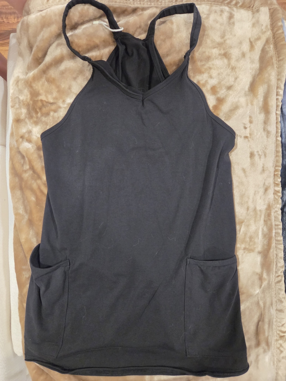 Faleave Black Romper/Mini Dress With Built-in Shorts, Spaghetti Staps